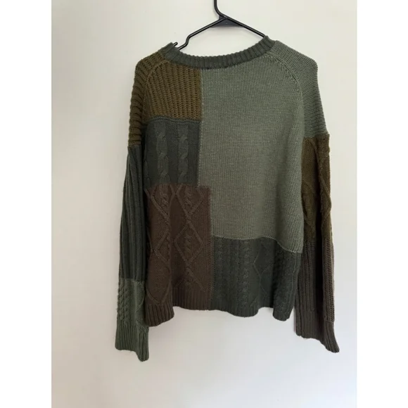 Women's Abel Green Brown Patchwork Sweater Size M - Picture 6 of 12